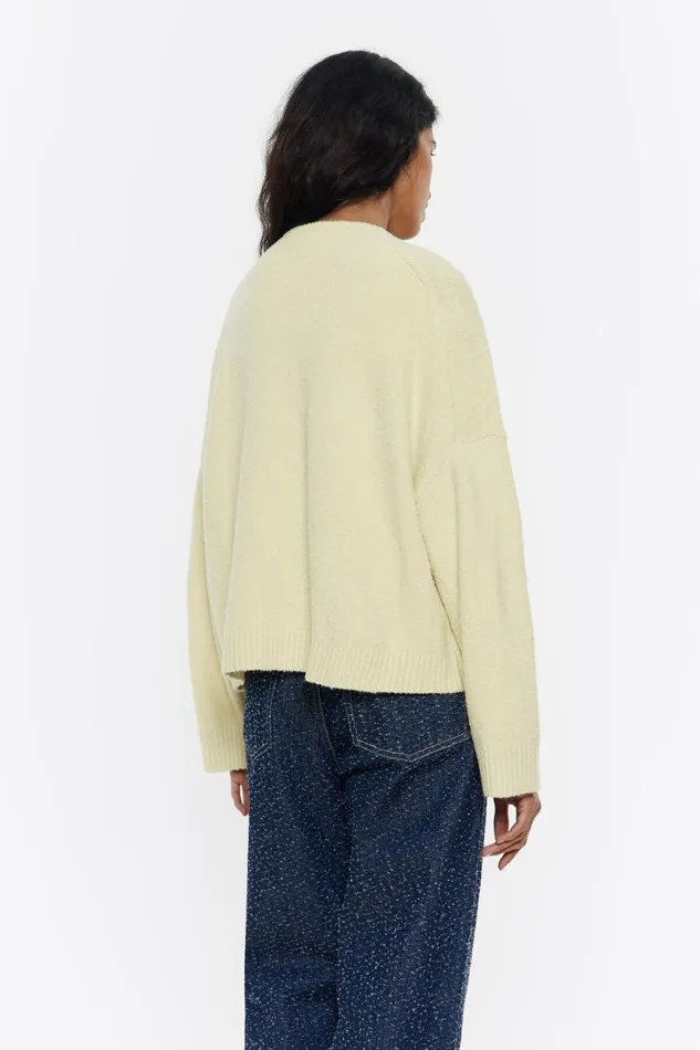 Light Yellow Boxy Pockets Sweater Light Yellow Women Bimba Y Lola Knitwear Light Yellow Boxy Pockets Sweater Light Yellow Women Bimba Y Lola Knitwear