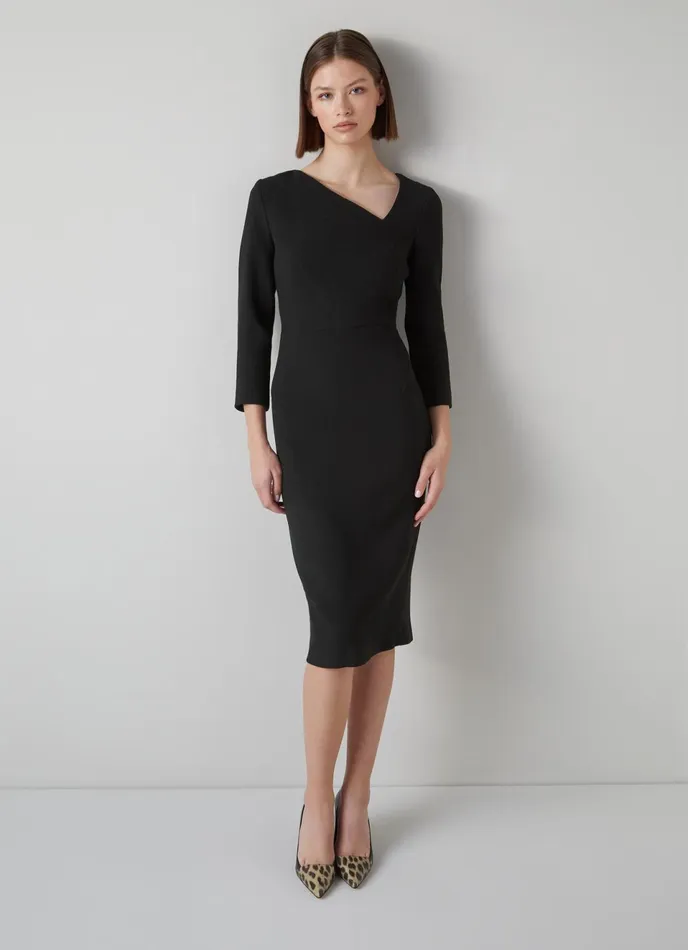 LK Bennett Alexis Poppy Red Wool Crepe Shift Dress Women Dresses