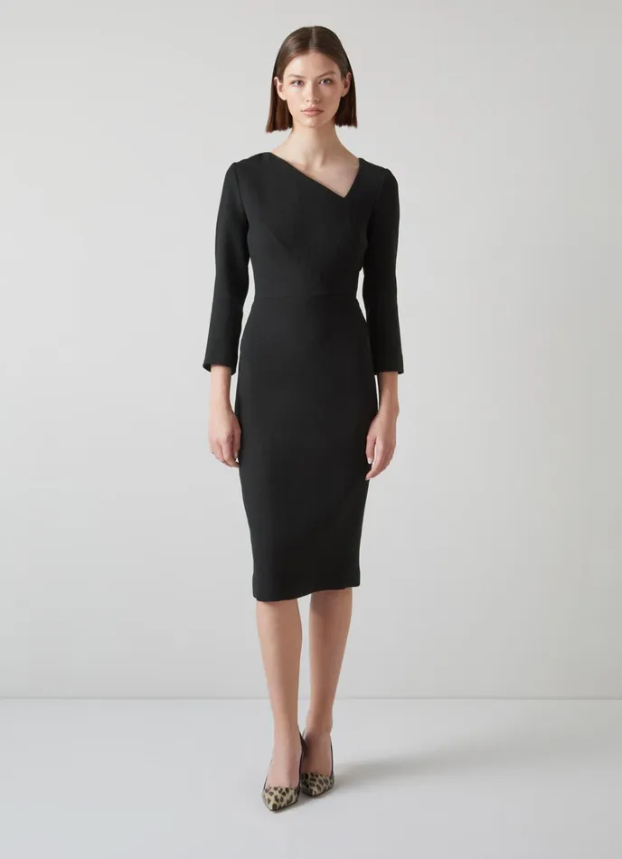 LK Bennett Alexis Poppy Red Wool Crepe Shift Dress Women Dresses
