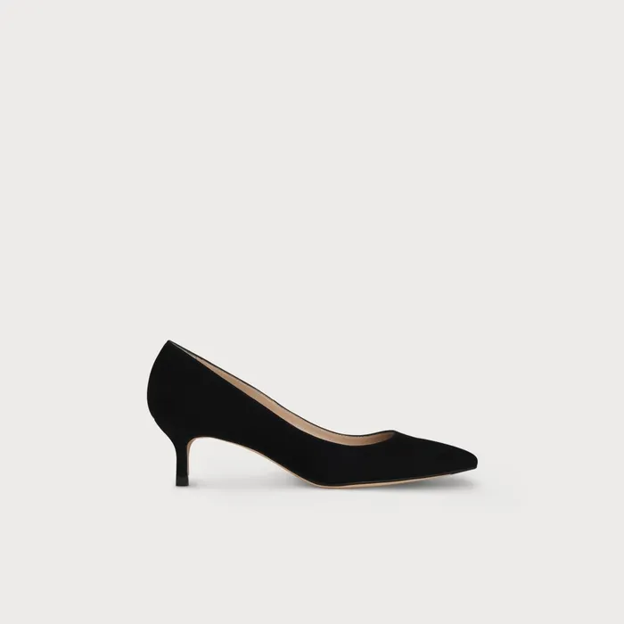LK Bennett Audrey Black Suede Kitten Heel Courts Women Court Shoes