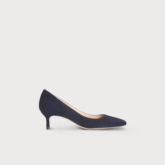 LK Bennett Audrey Black Suede Kitten Heel Courts Women Court Shoes