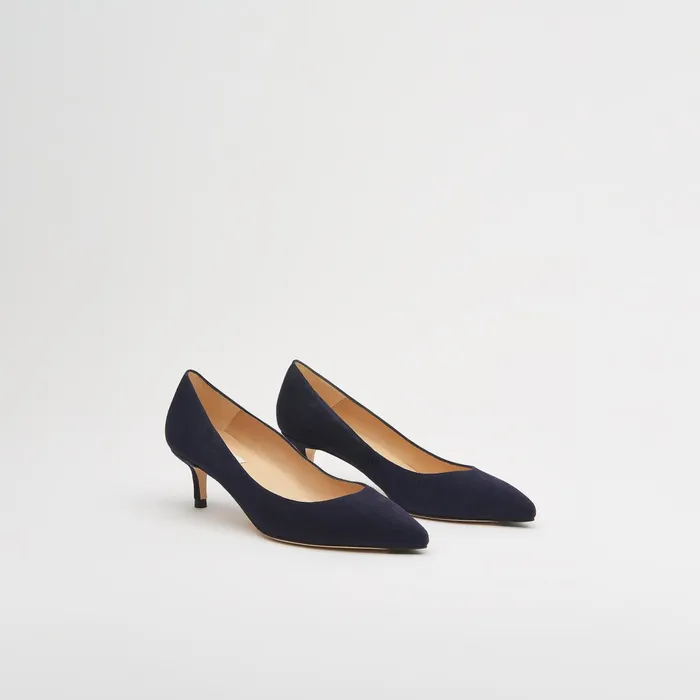 LK Bennett Audrey Black Suede Kitten Heel Courts Women Court Shoes