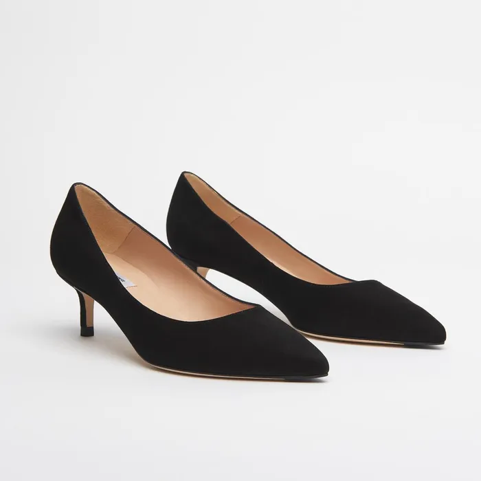 LK Bennett Audrey Black Suede Kitten Heel Courts Women Court Shoes