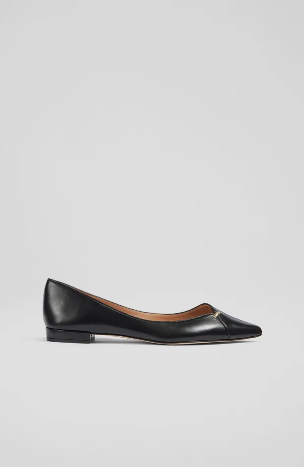 LK Bennett Cally Black Leather Flats Women Flats