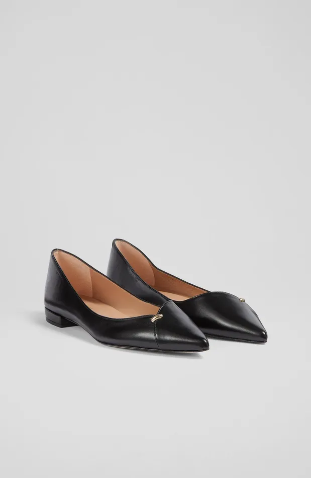 LK Bennett Cally Black Leather Flats Women Flats