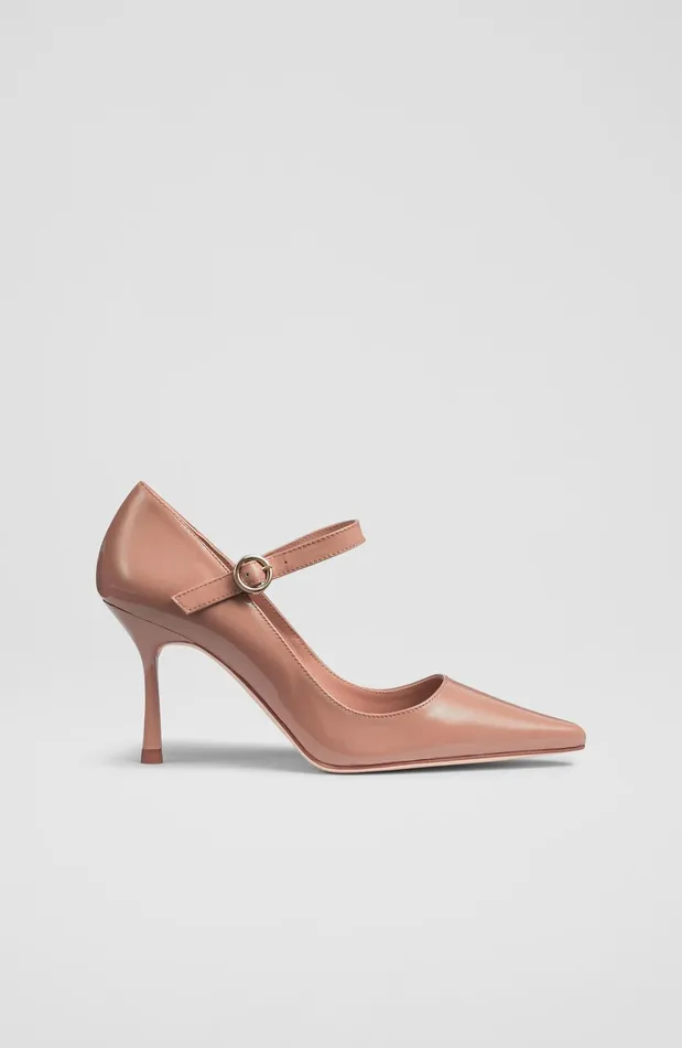 LK Bennett Camille Taupe Patent Mary Jane Courts Women Court Shoes