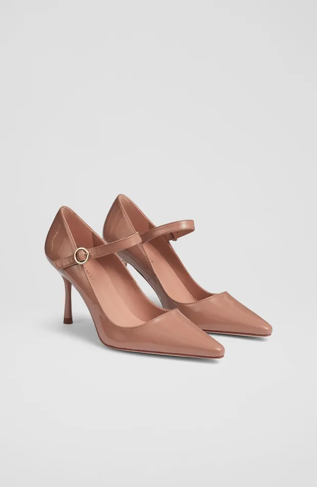 LK Bennett Camille Taupe Patent Mary Jane Courts Women Court Shoes