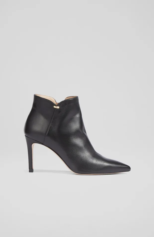 LK Bennett Corinne Black Leather Ankle Boots Women Boots