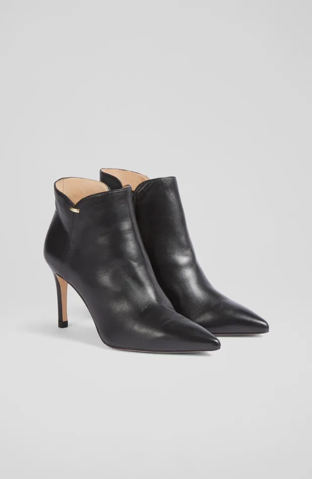 LK Bennett Corinne Black Leather Ankle Boots Women Boots