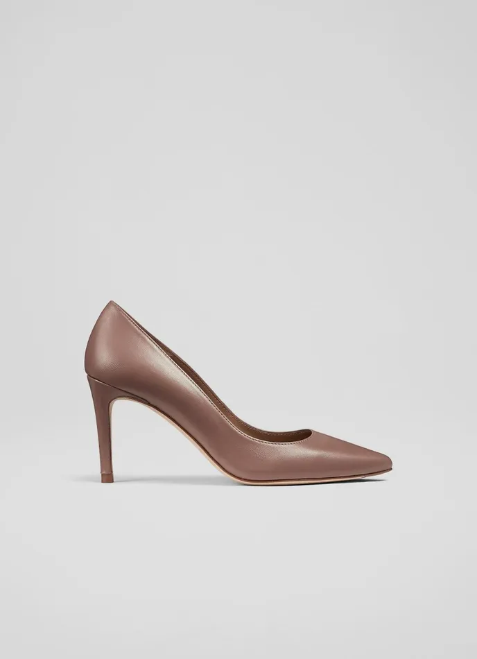 LK Bennett Floret Nude 3 Leather Pointed Courts Women Court Shoes