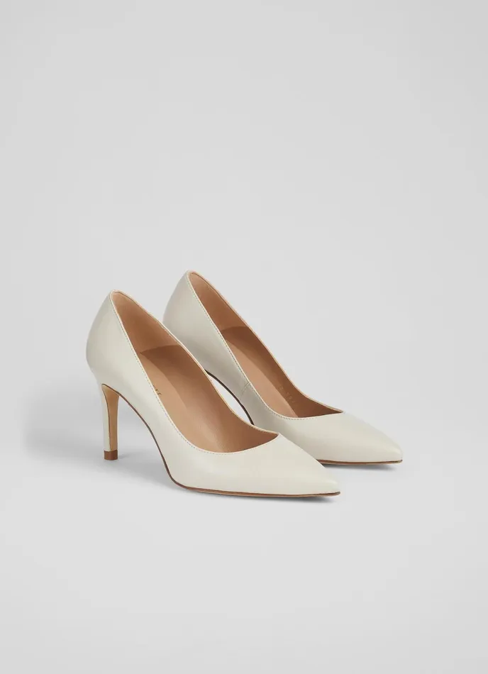 LK Bennett Floret Nude 3 Leather Pointed Courts Women Court Shoes