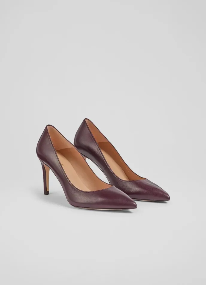LK Bennett Floret Nude 3 Leather Pointed Courts Women Court Shoes
