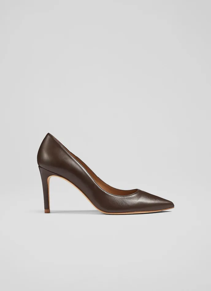 LK Bennett Floret Nude 3 Leather Pointed Courts Women Court Shoes