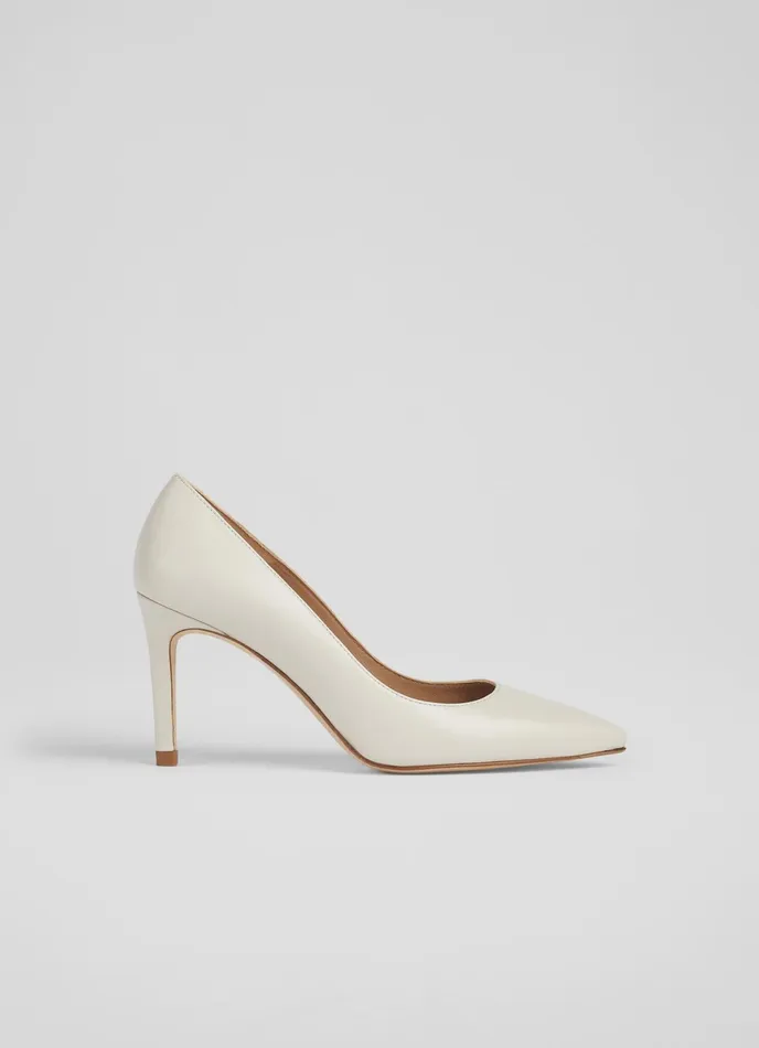 LK Bennett Floret Nude 3 Leather Pointed Courts Women Court Shoes