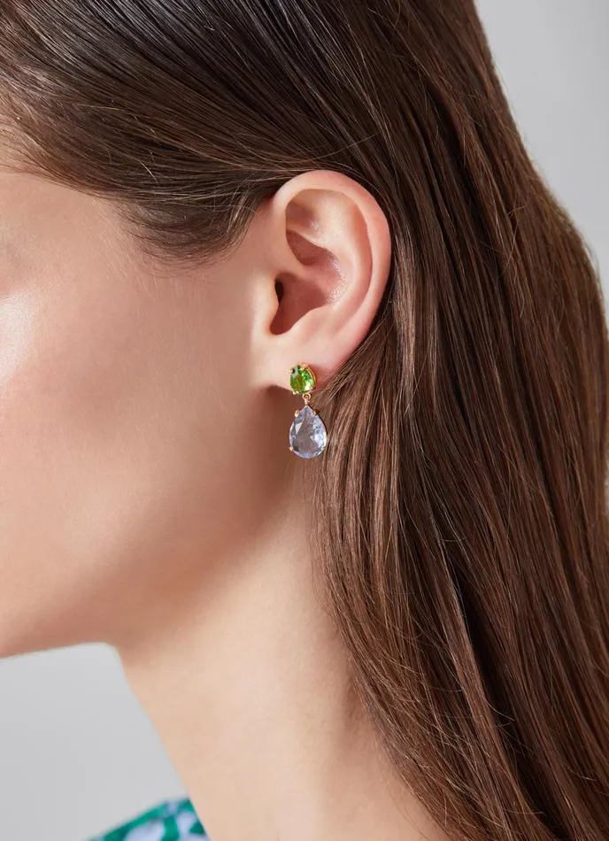 LK Bennett Hyacinth Green And Blue Crystal Drop Earrings Women Jewellery LK Bennett Hyacinth Green And Blue Crystal Drop Earrings Women Jewellery
