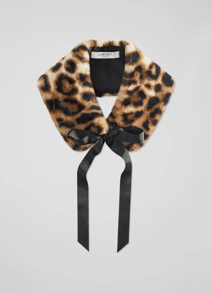 LK Bennett Ivonia Black Faux Fur Collar Women Scarves and Wraps LK Bennett Ivonia Black Faux Fur Collar Women Scarves and Wraps
