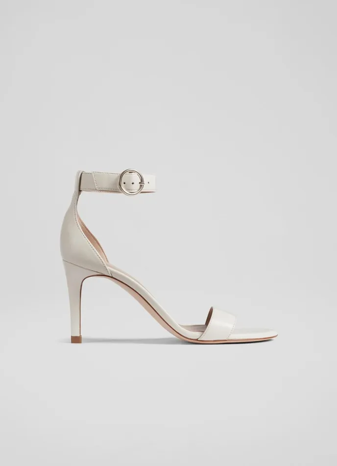 LK Bennett Ivy Cream Leather Single Strap Sandals Women Sandals