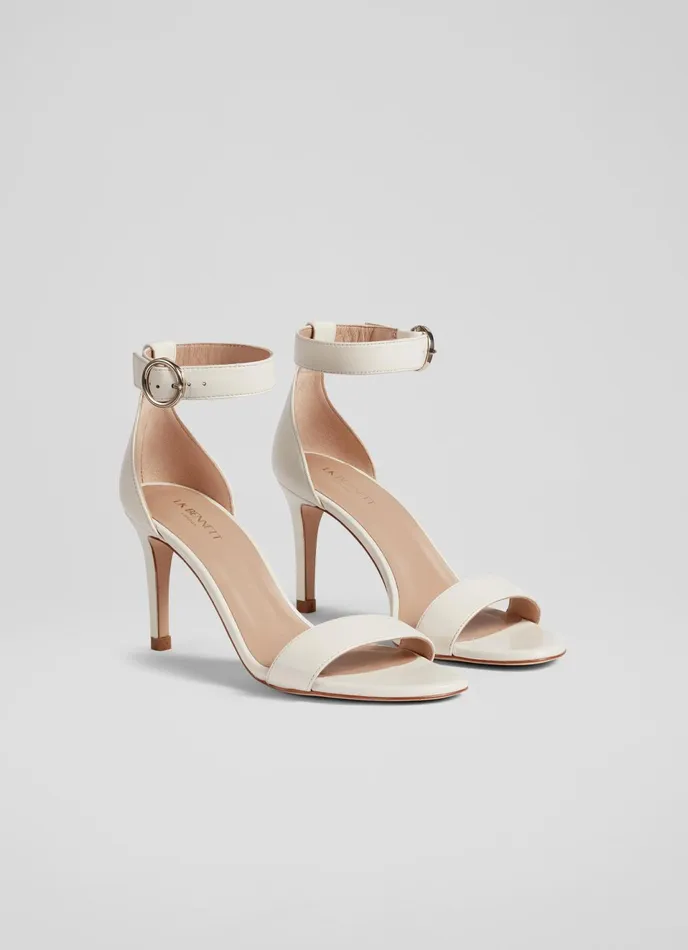 LK Bennett Ivy Cream Leather Single Strap Sandals Women Sandals