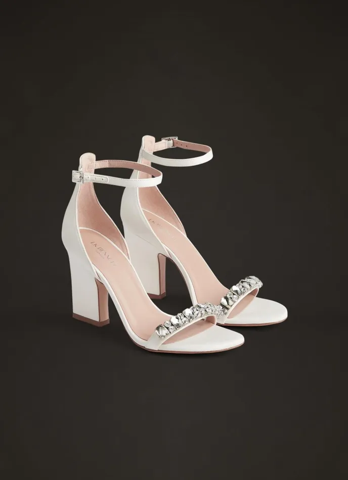 LK Bennett Josephine Ivory Satin Jewelled Wedding Sandals Women Sandals