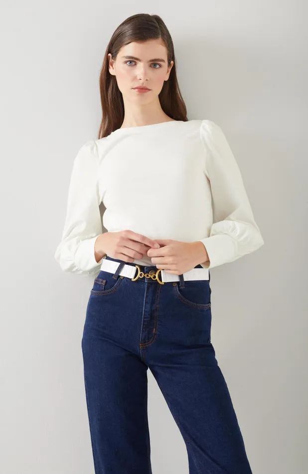 LK Bennett Loretta Ivory Jersey Top Women Tops