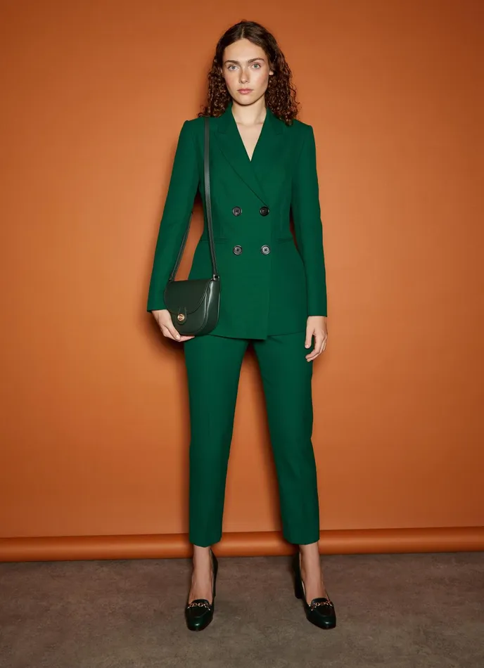 LK Bennett Mariner Green Lenzing Ecovero Viscose Blend Trousers Women Trousers
