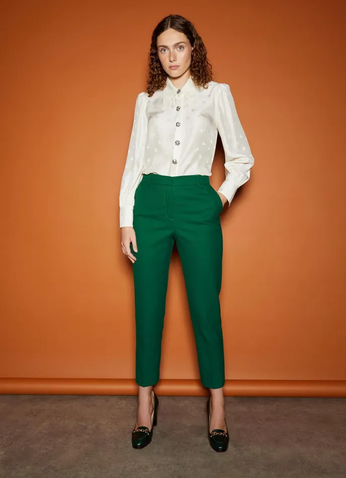 LK Bennett Mariner Green Lenzing Ecovero Viscose Blend Trousers Women Trousers