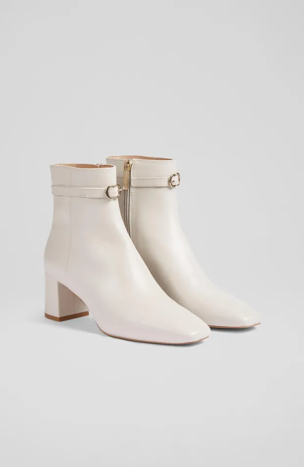 LK Bennett Natalia Navy Leather Ankle Boots Women Boots