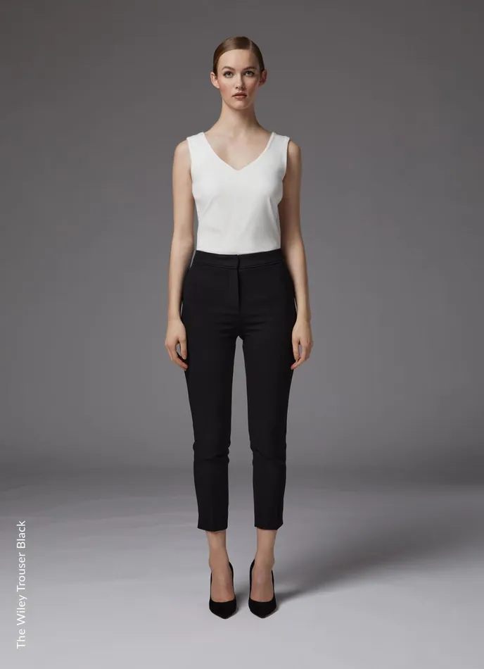 LK Bennett Wiley Black Recycled Crepe SlimCut Trousers Women Trousers