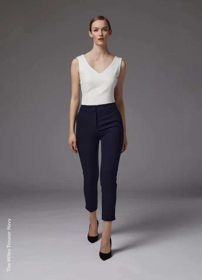 LK Bennett Wiley Black Recycled Crepe SlimCut Trousers Women Trousers