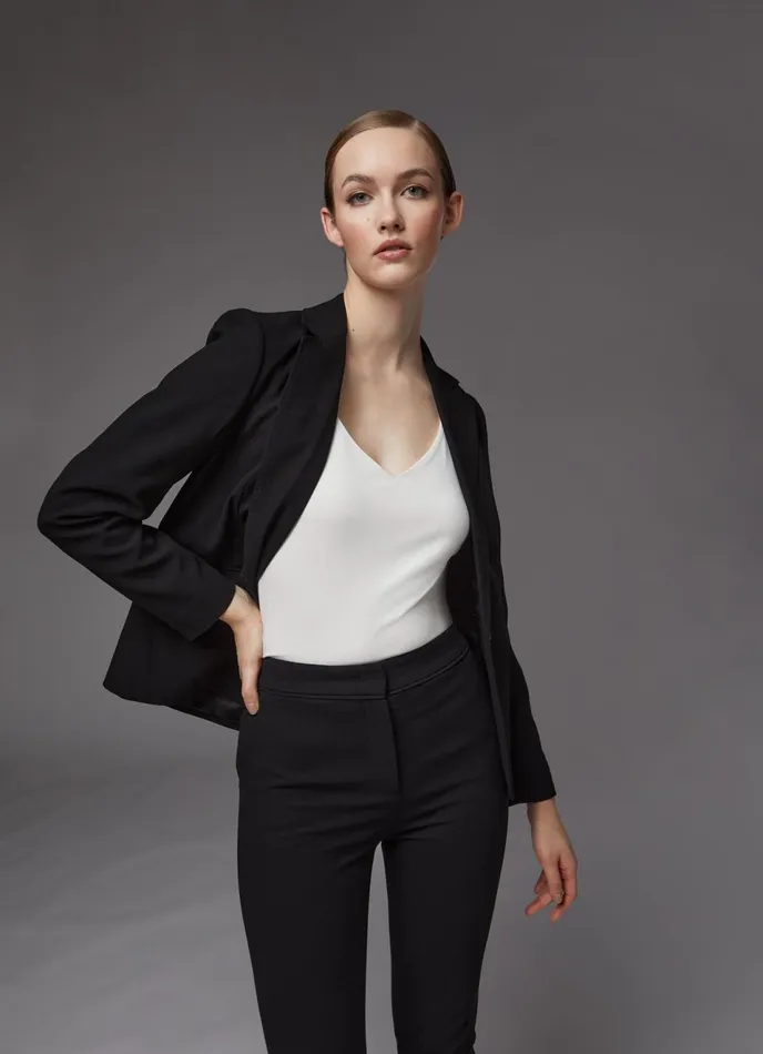 LK Bennett Wiley Black Recycled Crepe SlimCut Trousers Women Trousers