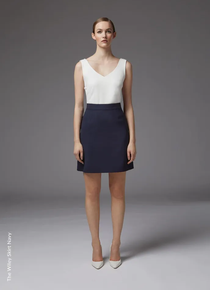 LK Bennett Wiley Navy Recycled Crepe Pencil Skirt Women Skirts