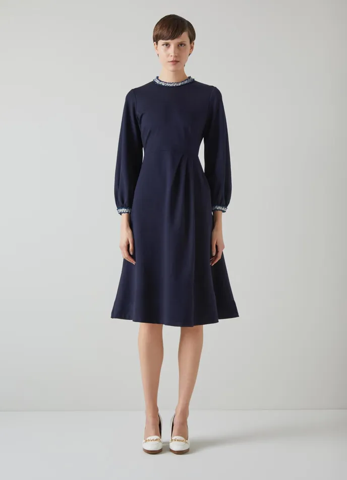 LK Bennett Yvonne Blue Lenzing Ecovero Viscose Rich Dress Women Dresses