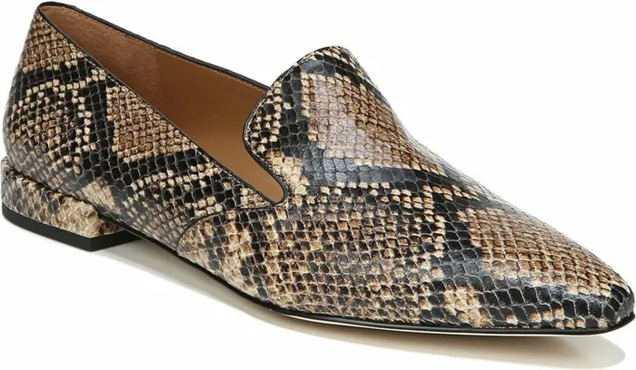 Loafers Women Franco Sarto Sarto Parma 2 Flat Beige Snake Print Leather