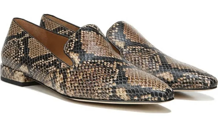 Loafers Women Franco Sarto Sarto Parma 2 Flat Beige Snake Print Leather