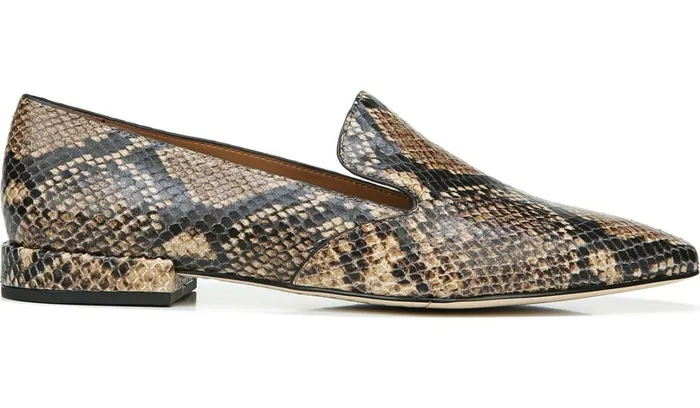 Loafers Women Franco Sarto Sarto Parma 2 Flat Beige Snake Print Leather