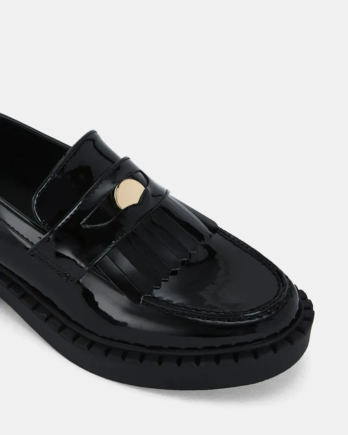 Loafers Women NOVO Shoes COSENZA Black Patent Slip Ons