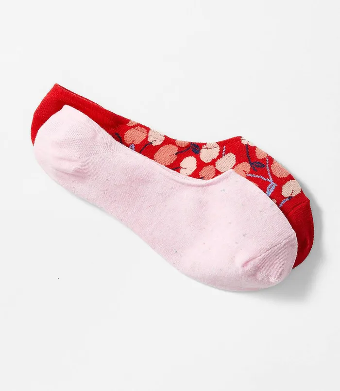 LOFT Cherry and Flecked No Show Sock Set Cherry Glow Women Socks