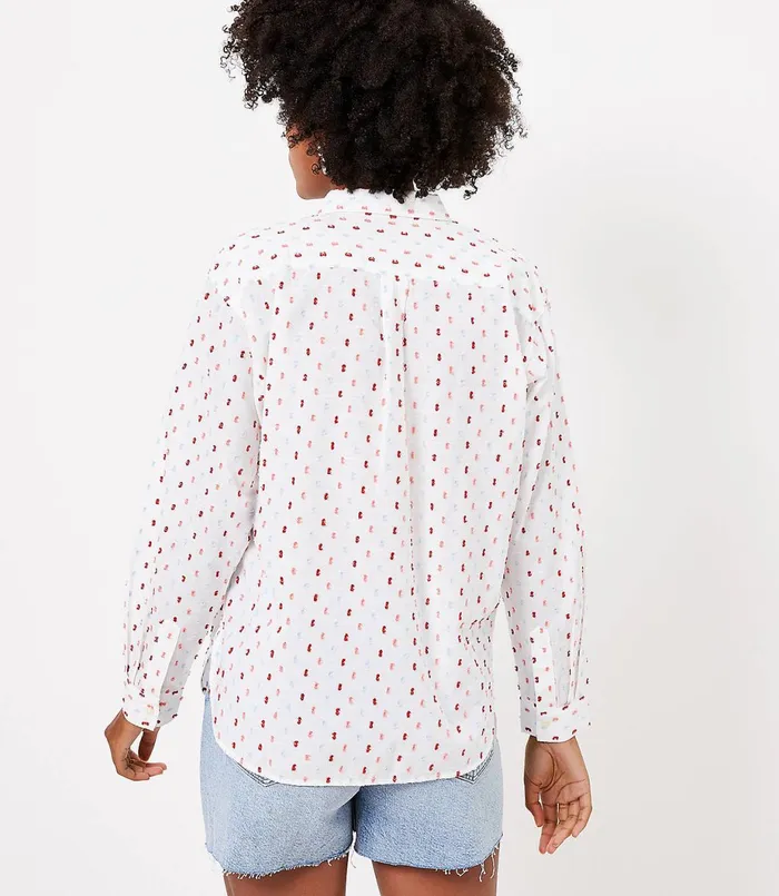 LOFT Clip Relaxed Shirt White Women Tops