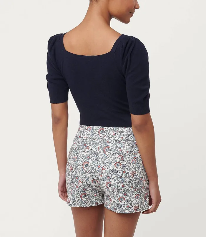 LOFT Floral Riviera Shorts With 4 Inch Inseam Whisper White Women Shorts