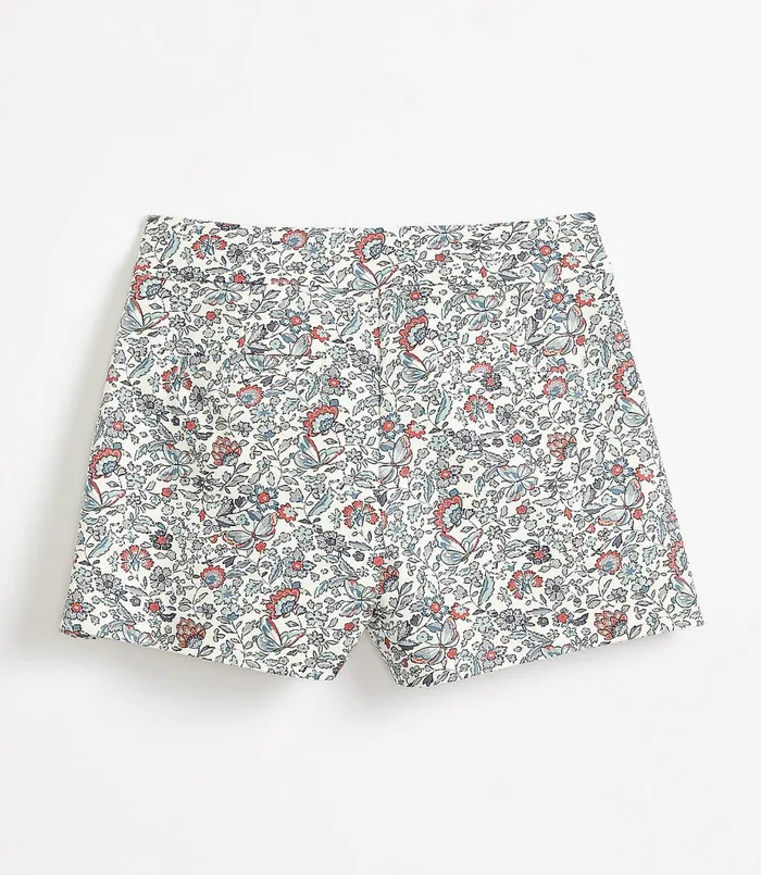 LOFT Floral Riviera Shorts With 4 Inch Inseam Whisper White Women Shorts