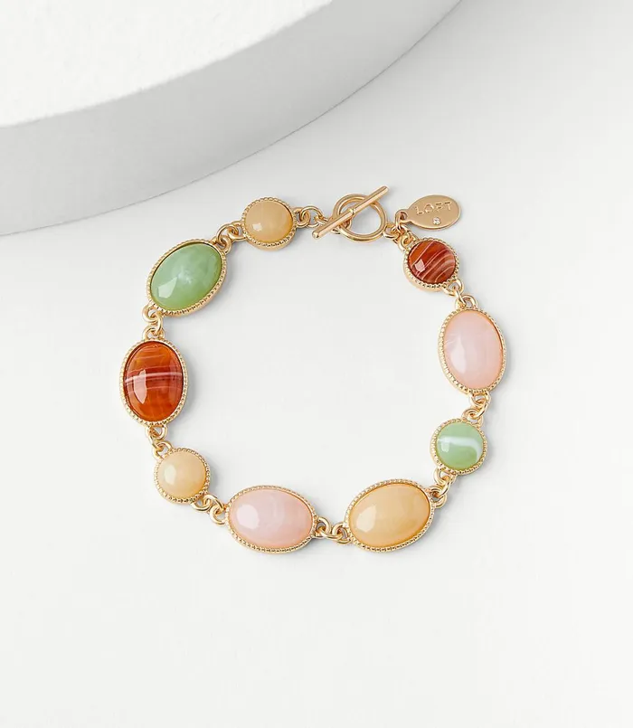 LOFT Glossy Stone Toggle Bracelet Multi Women Jewelry