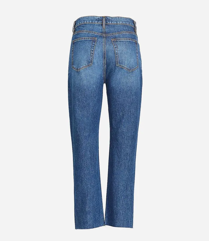 LOFT High Rise Fresh Cut Straight Crop Jeans In Authentic Dark Indigo Wash Authentic Dark Wash Women Jeans