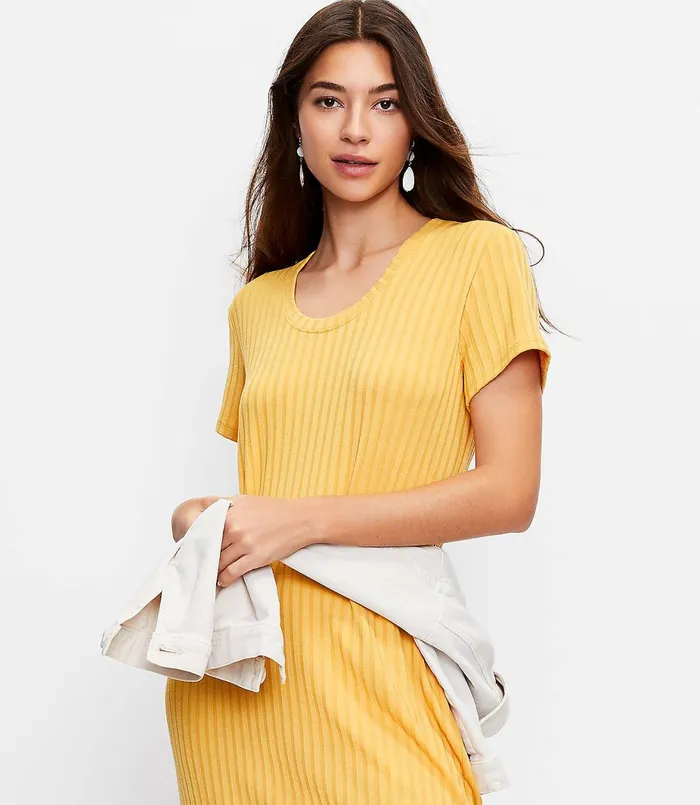 LOFT LOFT Beach Ribbed Midi Dress Harvest Dusk Women Midi and Maxi