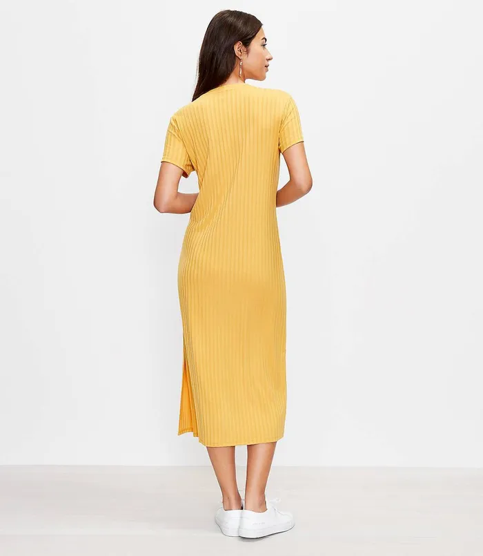 LOFT LOFT Beach Ribbed Midi Dress Harvest Dusk Women Midi and Maxi