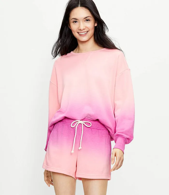 LOFT Lou and Grey Dip Dye Terry Sweatshirt Lilac Punch Women Loungewear
