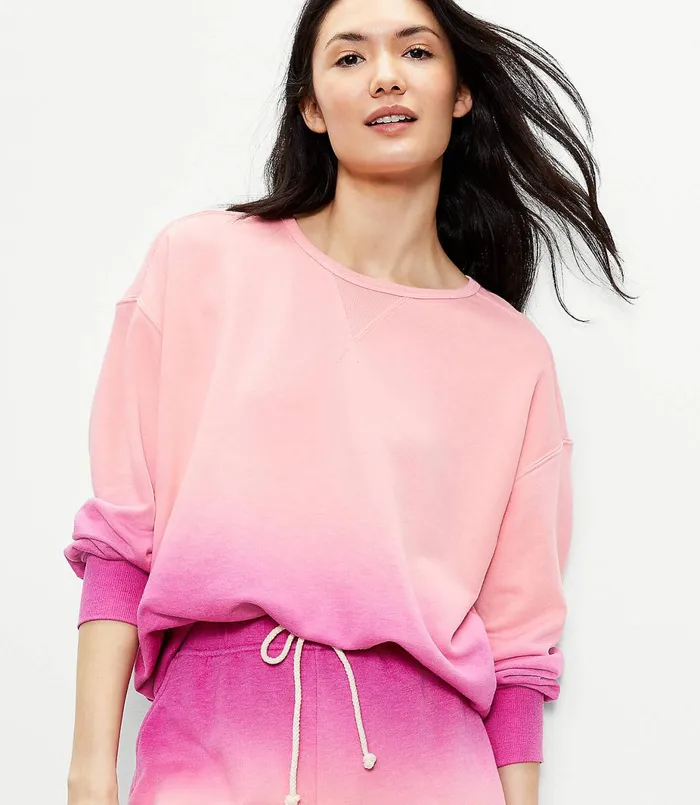 LOFT Lou and Grey Dip Dye Terry Sweatshirt Lilac Punch Women Loungewear
