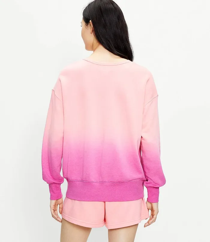LOFT Lou and Grey Dip Dye Terry Sweatshirt Lilac Punch Women Loungewear
