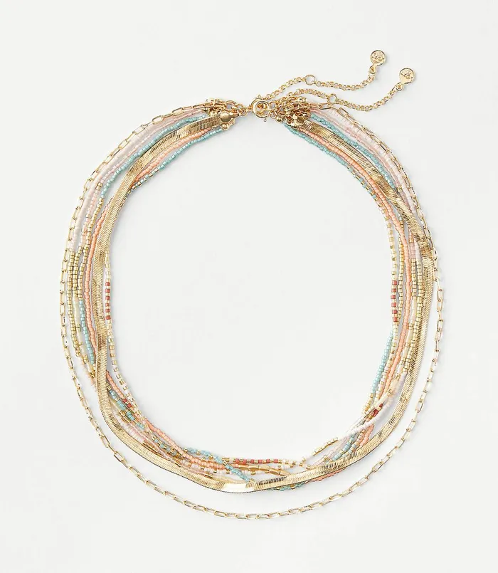 LOFT Multistrand Beaded Necklace Multi Women Jewelry