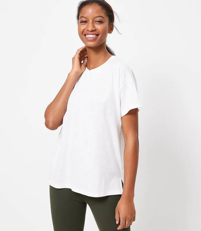 LOFT Oversized Crew Tee White Women Loungewear