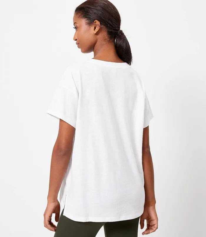 LOFT Oversized Crew Tee White Women Loungewear